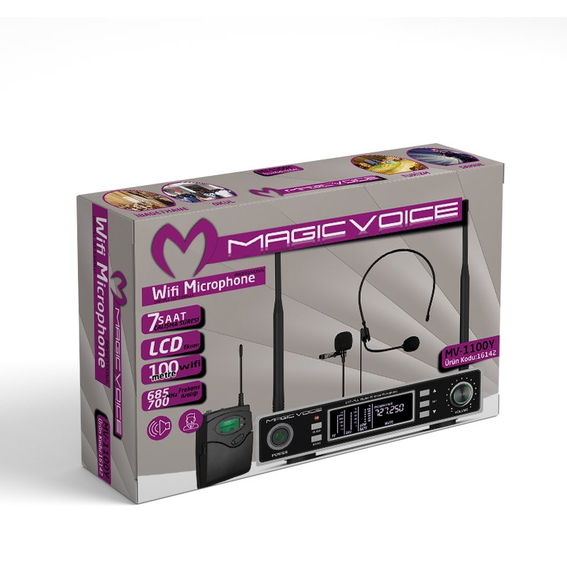 MAGICVOICE%20MV-1100Y%20UHF%20ÇİFT%20TUNER%201%20YAKA%20KABLOSUZ%20TELSİZ%20MİKROFON