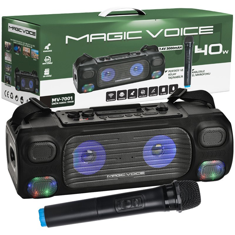 MAGICVOICE%20MV-7001%20VHF%20EL%20MİK%20USB+SD+BT+UK%2040%20WATT%20IŞIKLI%20ŞARJLI%20SEYYAR%20ANFİ