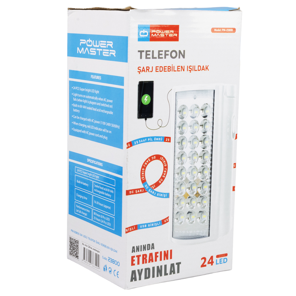 POWERMASTER%20PM-23800%2024%20LEDLİ%20TELEFON%20ŞARJ%20EDEBİLEN%20IŞILDAK%20(6V4A%20AKÜLÜ%20*%20POWERBANK%20ÖZELLİKLİ)