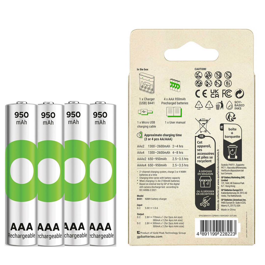 GP%20RECYKO%20B441%204%20X%20950%20MAH%20R03%20AAA%20PİLLİ%20ŞARJ%20CİHAZI%20(GP-B441/100HCER21-2GTLB4)