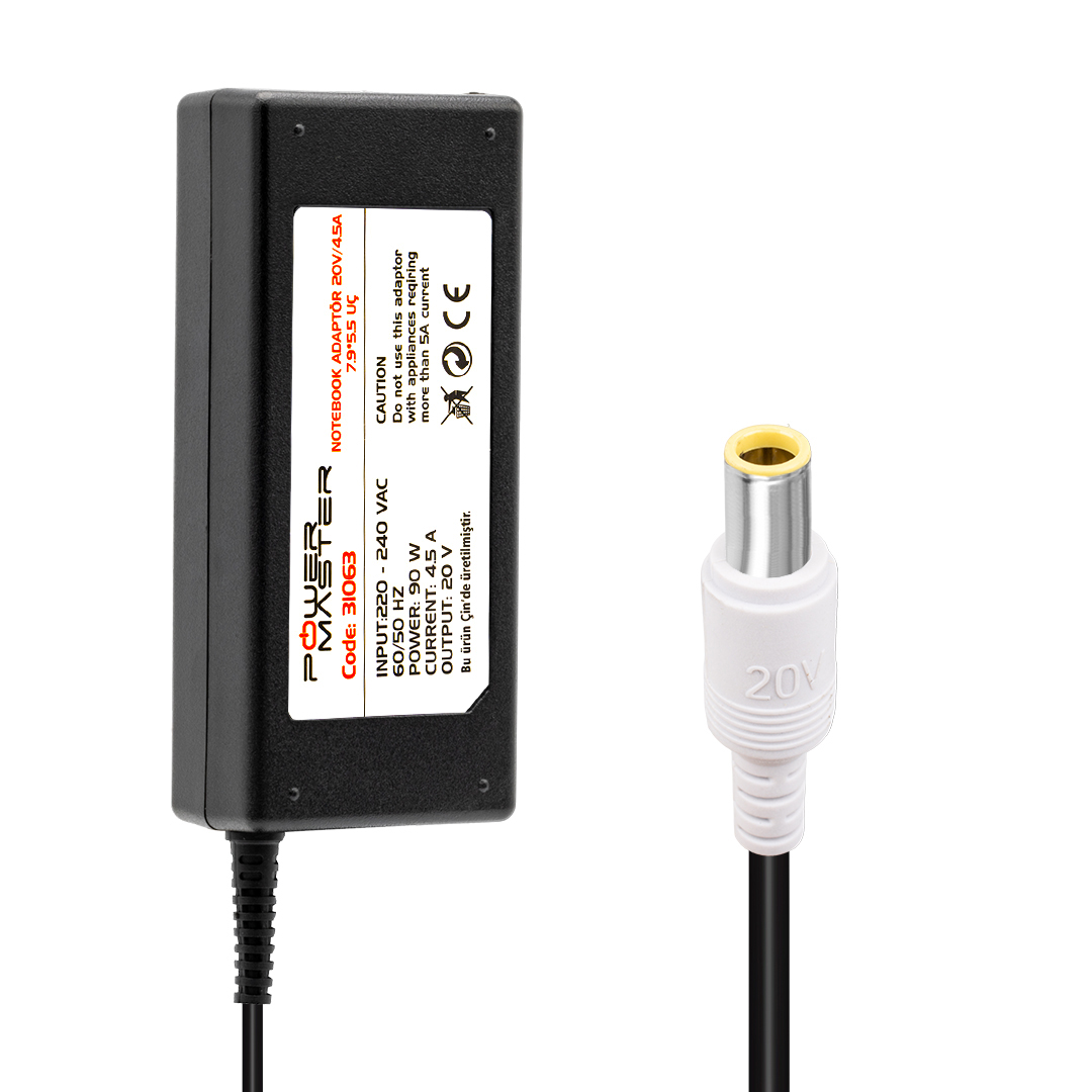 POWERMASTER%20PM-31063%2020%20VOLT%20-%204.5%20AMPER%207.9*5.5%20MM%20UÇLU%20IBM%20NOTEBOOK%20ADAPTÖR